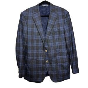 Samuelsohn Soft Blue Plaid Wool Blazer Men’s Size 42R